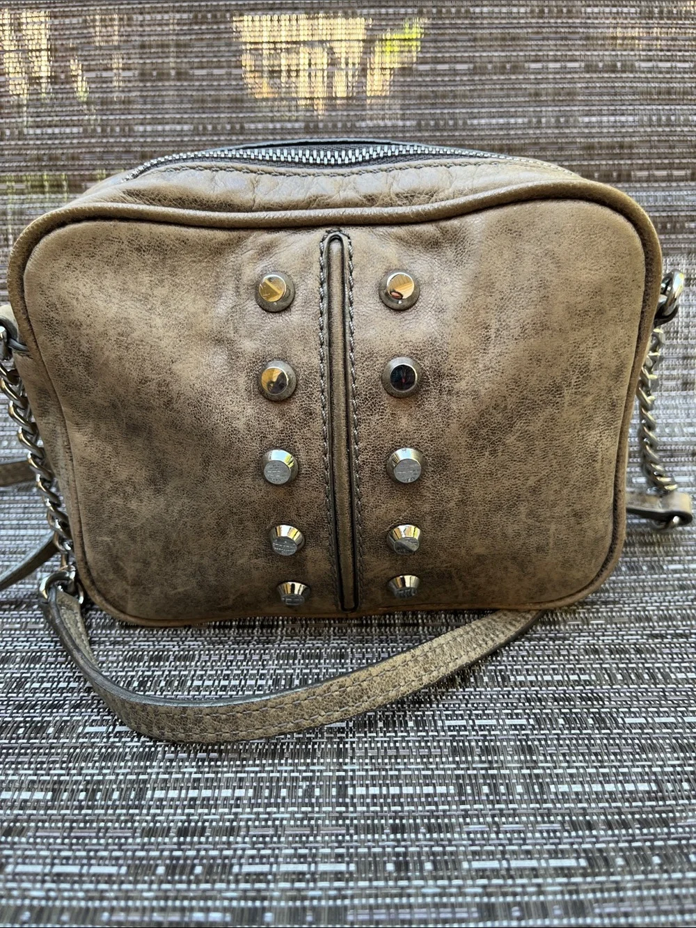 Michael Kors Gray Suede Card Wallet Crossbody Insert